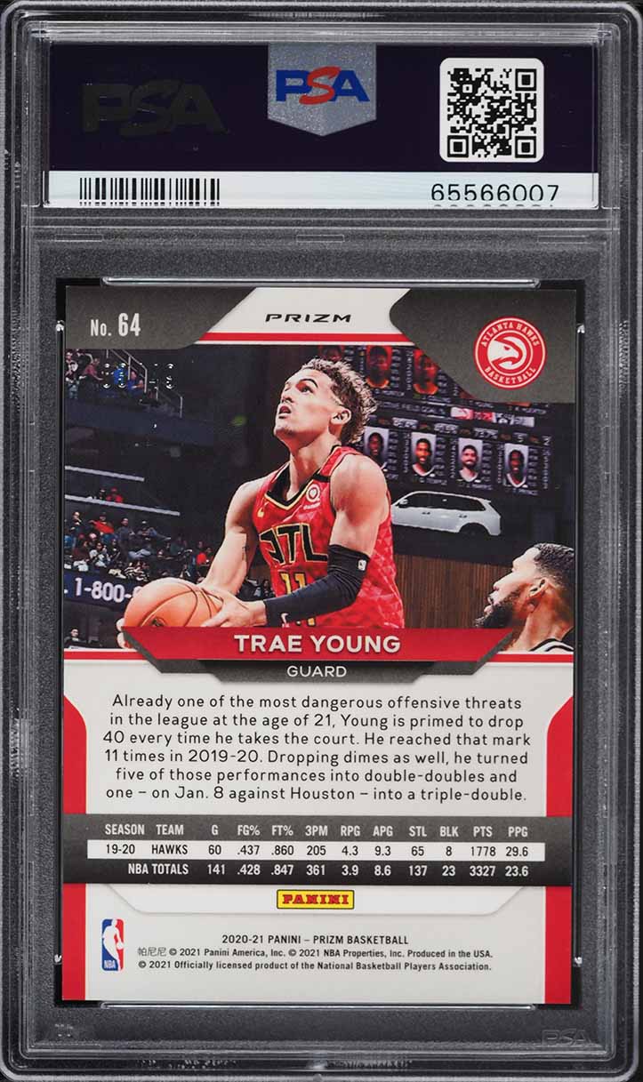 2020 Panini Prizm Orange Trae Young /49 #64 PSA 10 GEM MINT on