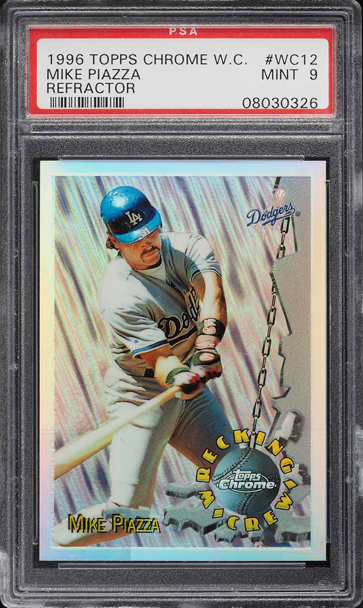 1996 Topps Chrome Wrecking Crew Refractor Mike Piazza #WC12 PSA 9 MINT