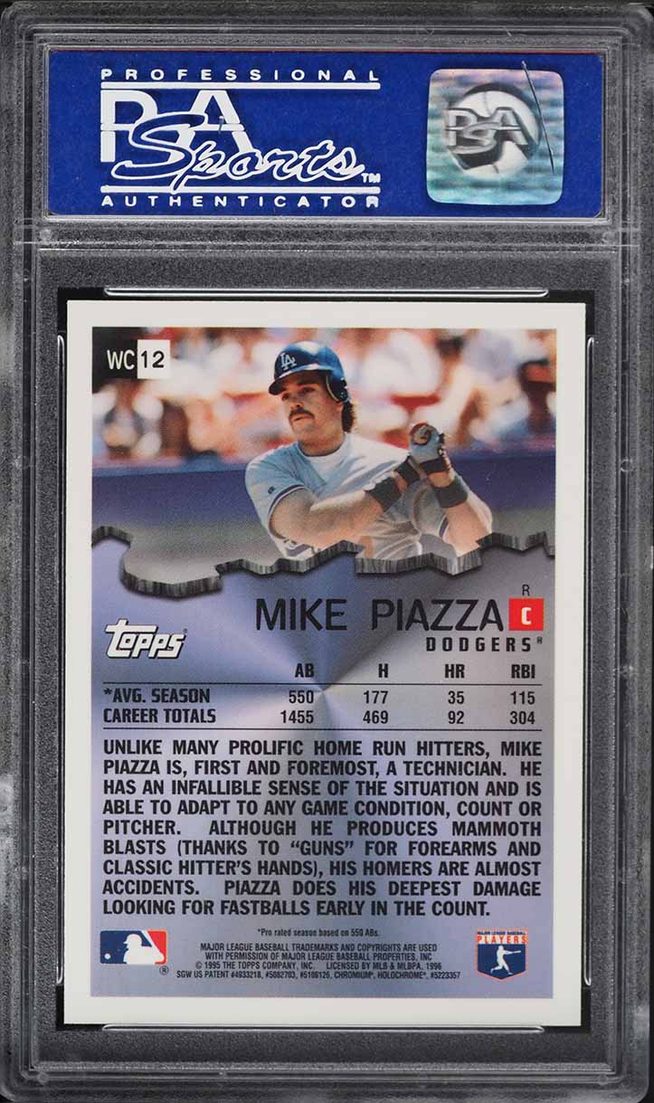 1996 Topps Chrome Wrecking Crew Refractor Mike Piazza #WC12 PSA 9 MINT