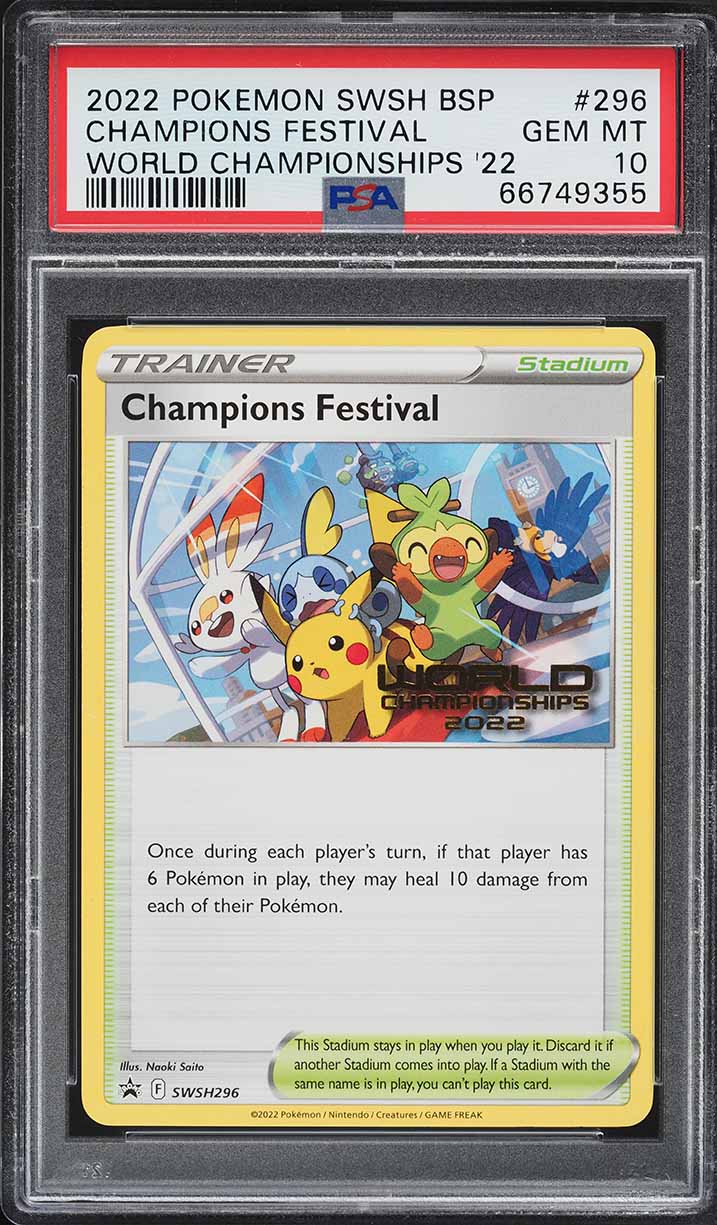 2022 Pokemon World Championships Promo Champions Festival #SWSH296 PSA 10