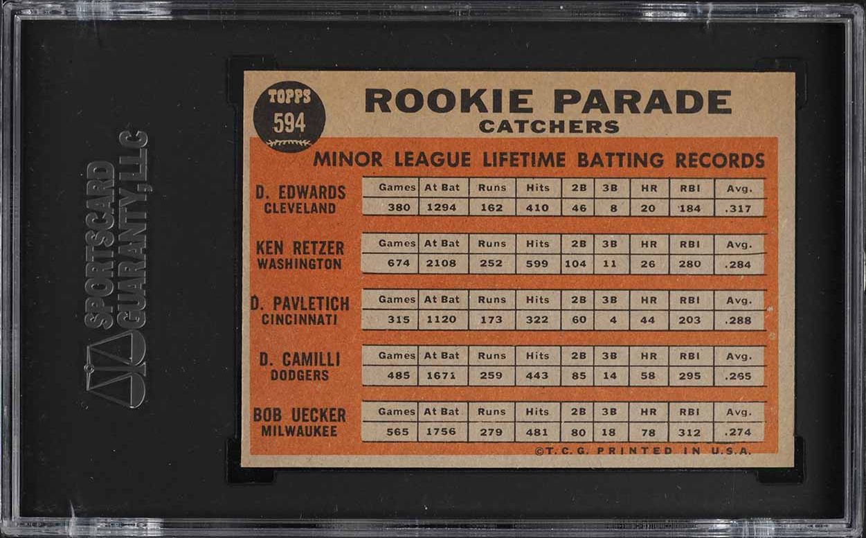 1962 Topps Bob Uecker ROOKIE #594 SGC 7.5 NRMT+