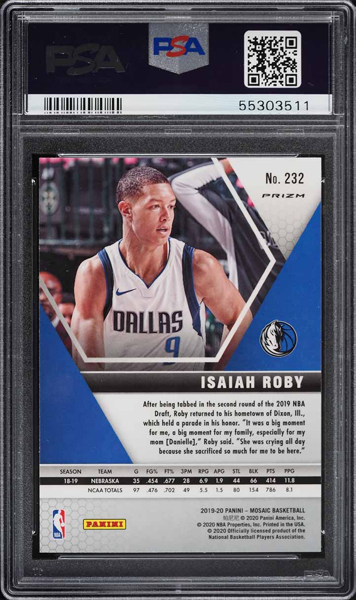 2019 Panini Mosaic Prizm Isaiah Roby ROOKIE #232 PSA 10 GEM MINT