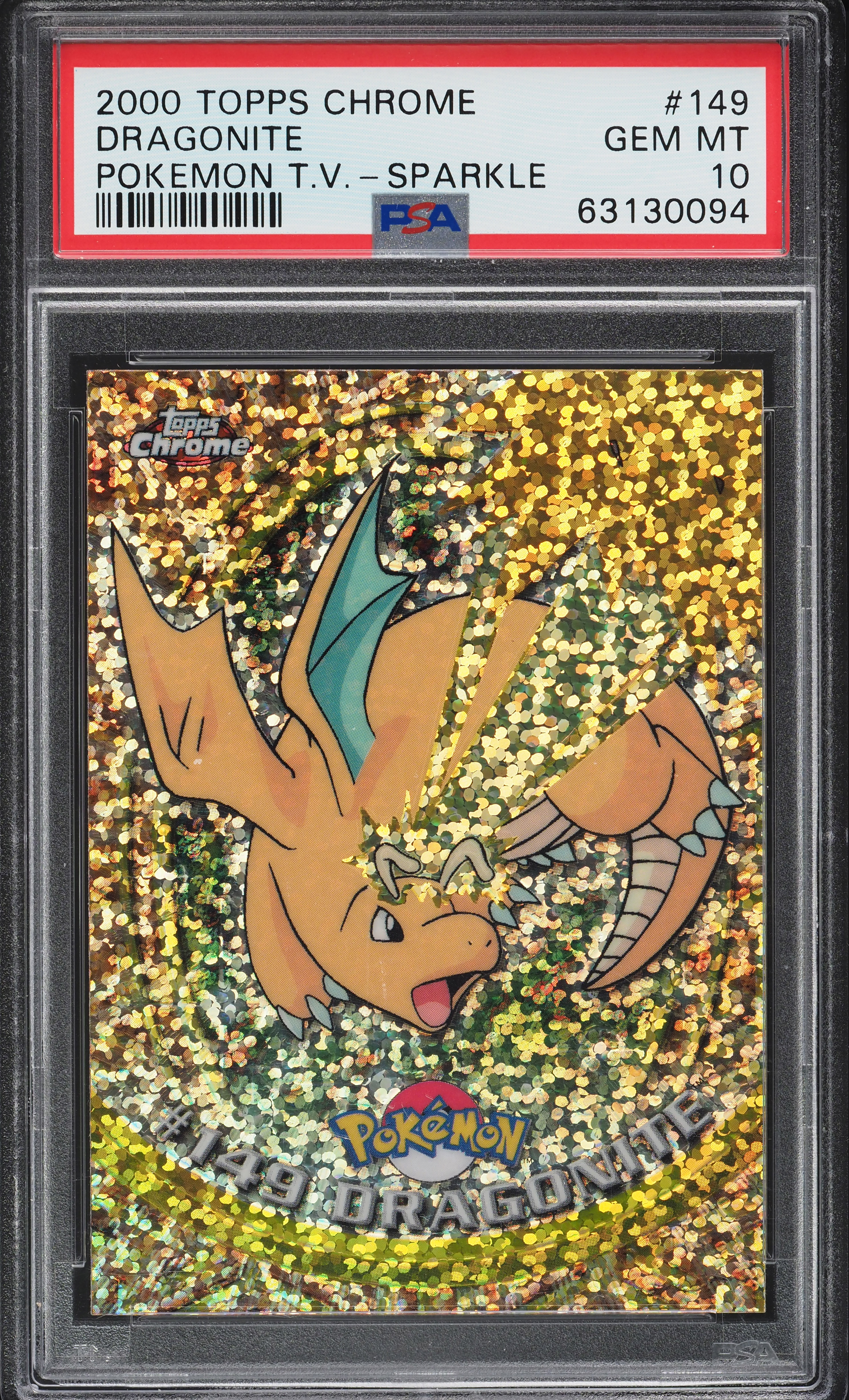 2000 Topps Pokemon Chrome Series 2 Sparkle Dragonite #149 PSA 10