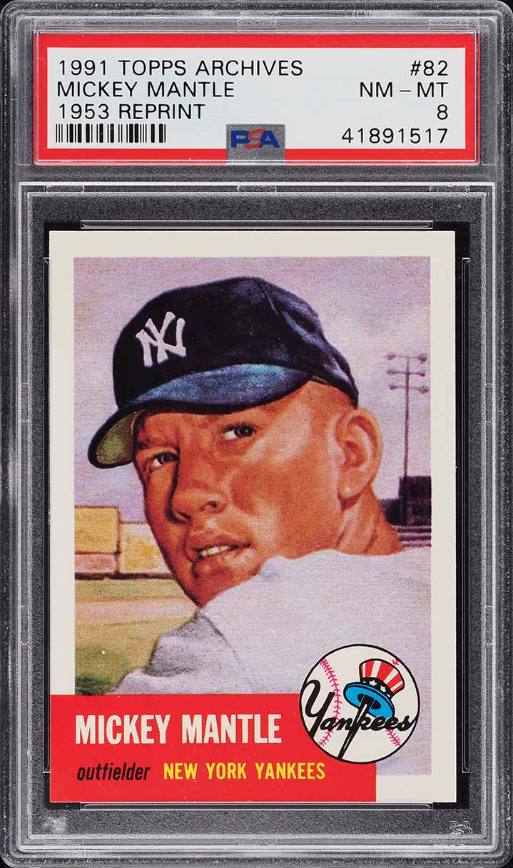1991 Topps Archives '53 Reprint Mickey Mantle #82 PSA 8 NM-MT