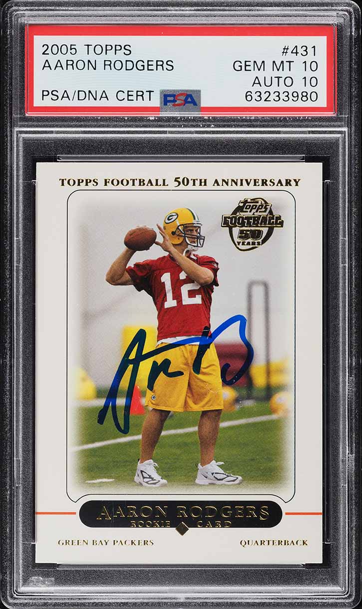 2005 Topps Football Aaron Rodgers ROOKIE AUTO DNA 10 #431 PSA 10 GEM ...