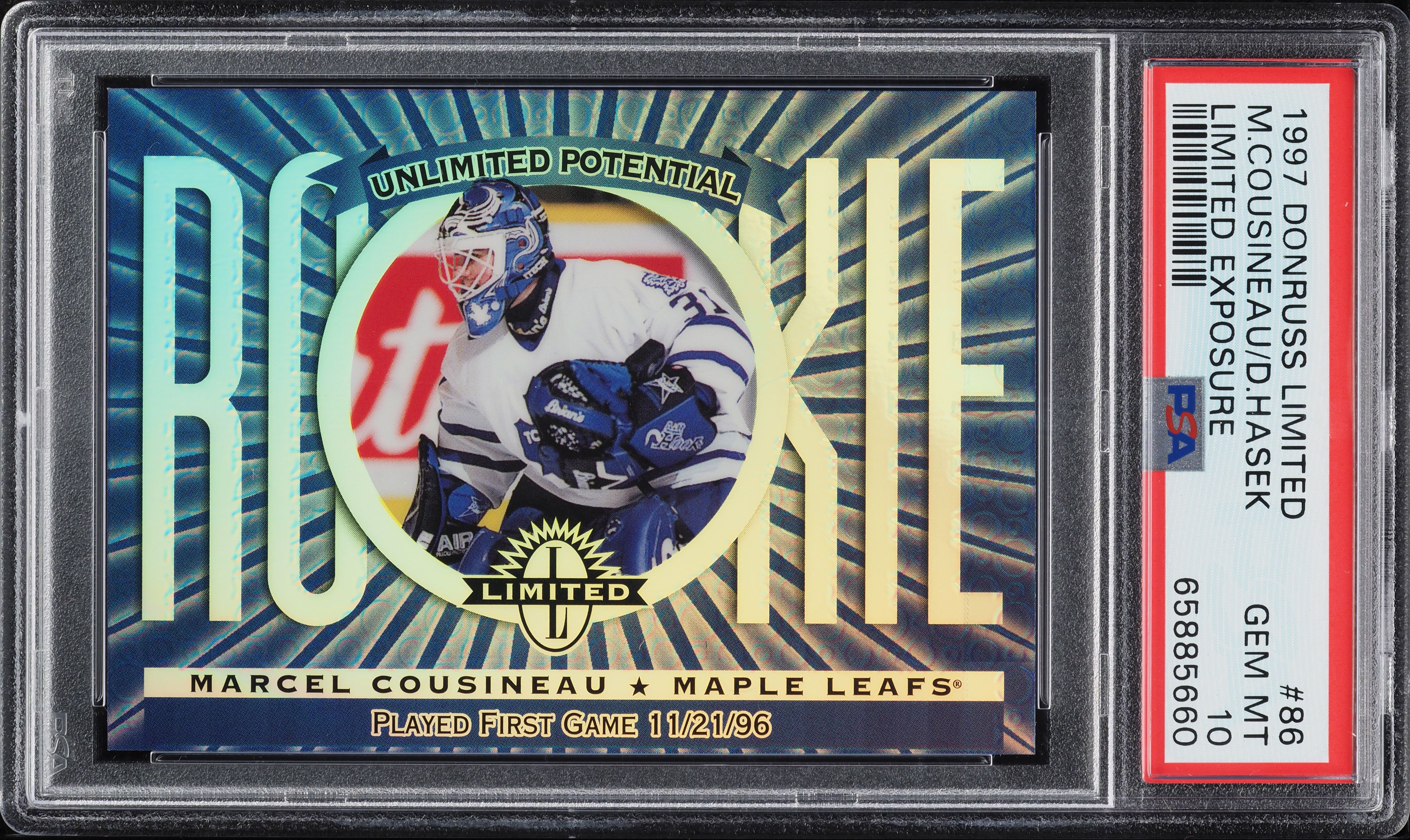 1997 Donruss Limited Exposure Dominik Hasek Marcel Cousineau