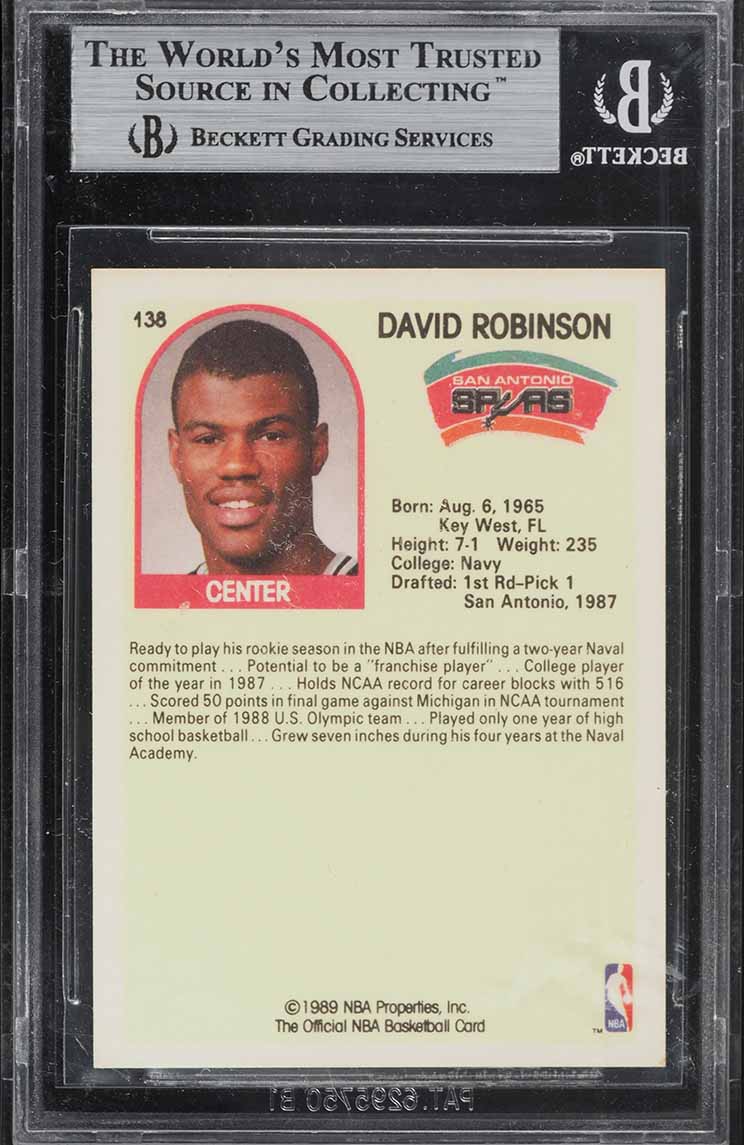1989 Hoops David Robinson ROOKIE #138 BGS 8.5 NM-MT+