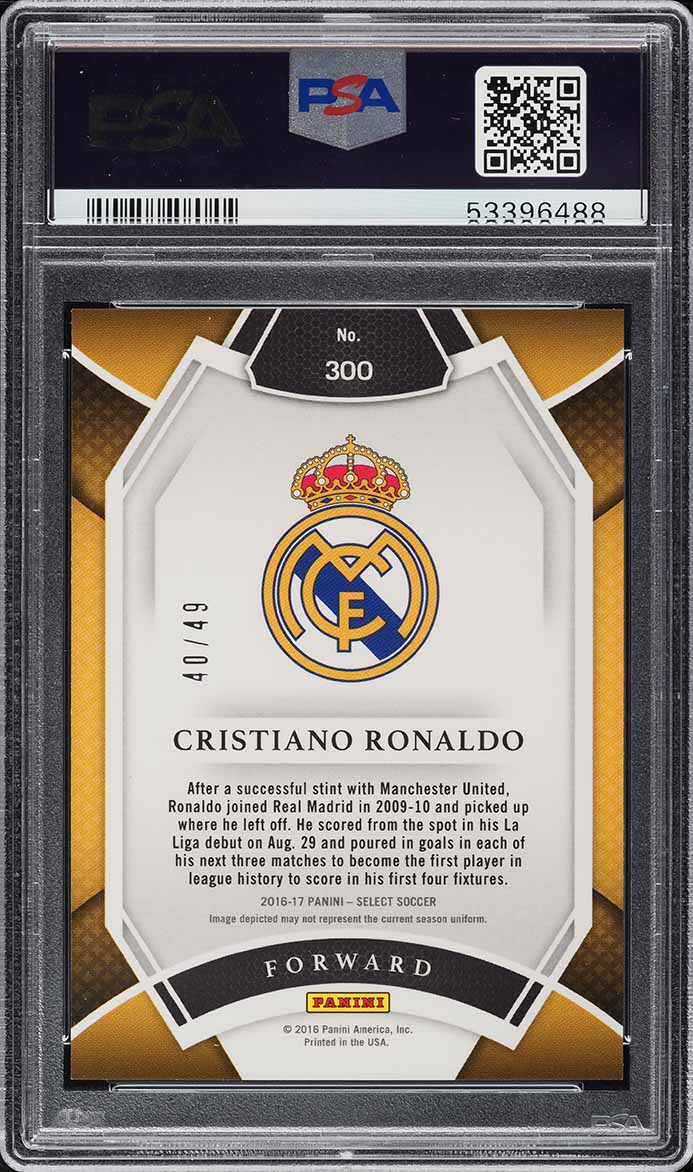 2016 Select Field Level Copper Prizm Cristiano Ronaldo /49 #300 PSA 9 MINT