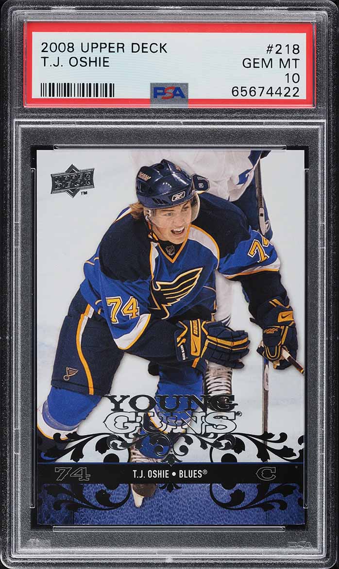 2008 Upper Deck Young Guns T.J. Oshie ROOKIE #218 PSA 10 GEM MINT