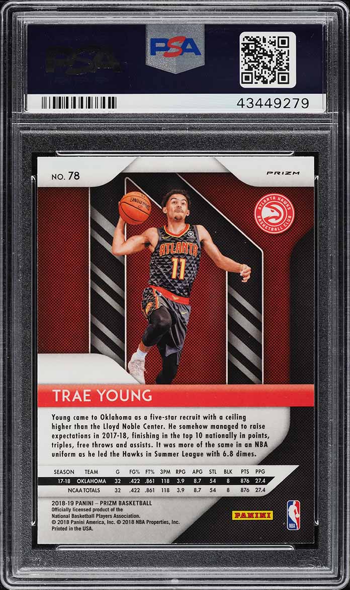 2018 Panini Prizm Silver Prizms Trae Young ROOKIE #78 PSA 10 GEM MINT