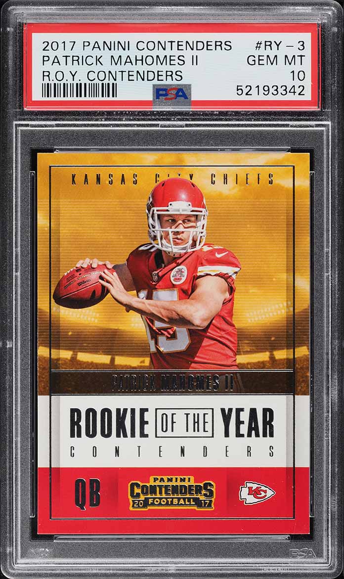 2017 Panini Contenders ROY Patrick Mahomes II ROOKIE #RY-3 PSA 10 GEM MINT