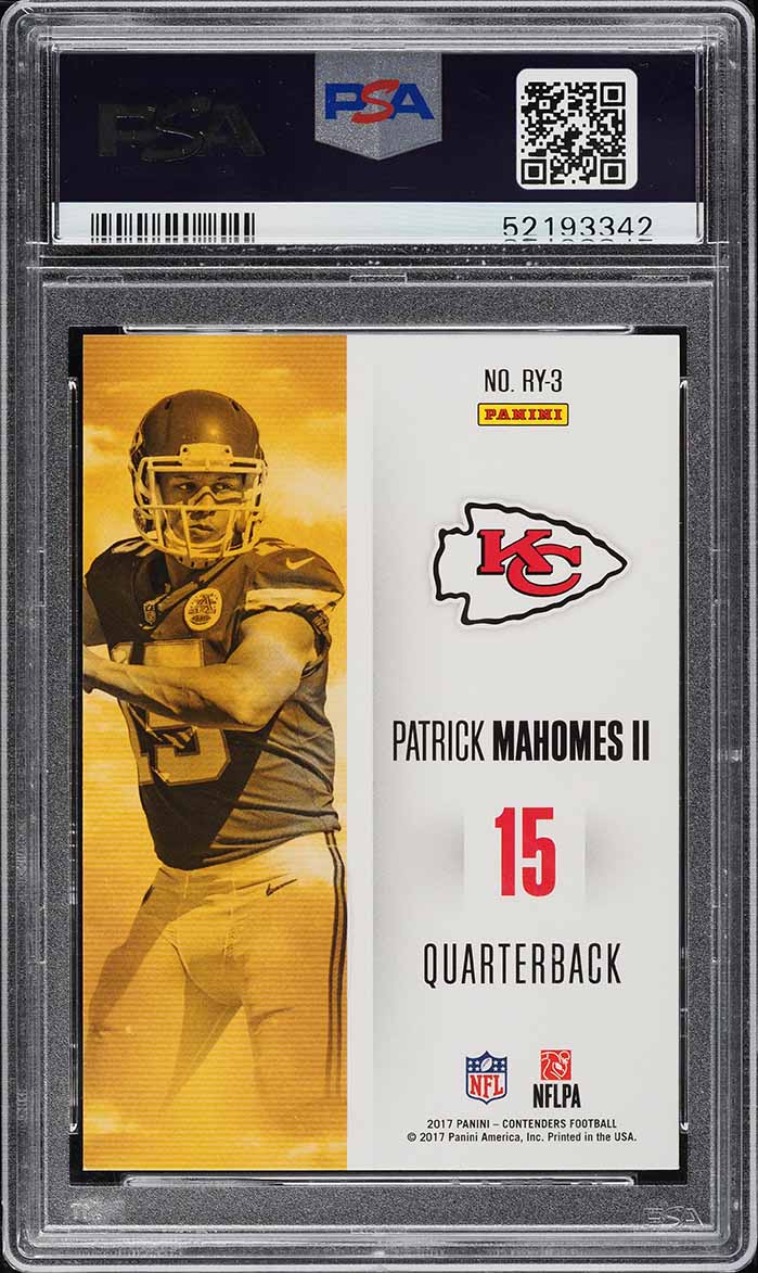 2017 Panini Contenders ROY Patrick Mahomes II ROOKIE #RY-3 PSA 10 GEM MINT