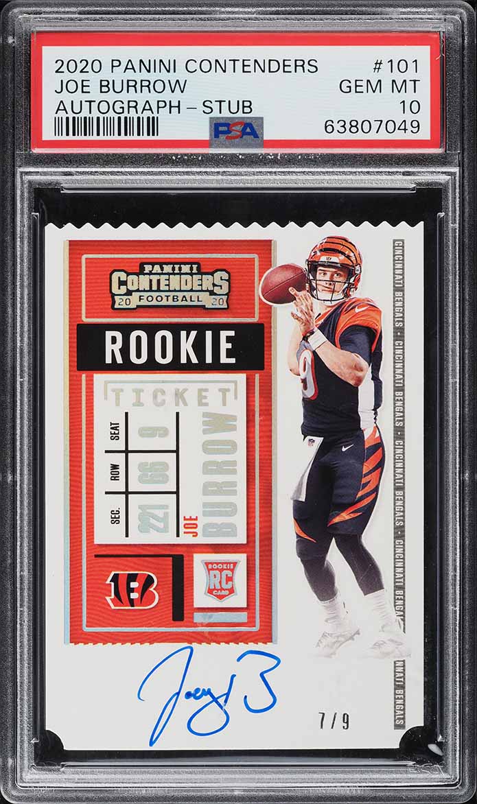 2020 Panini Contenders Ticket Stub Joe Burrow ROOKIE AUTO /9 #101