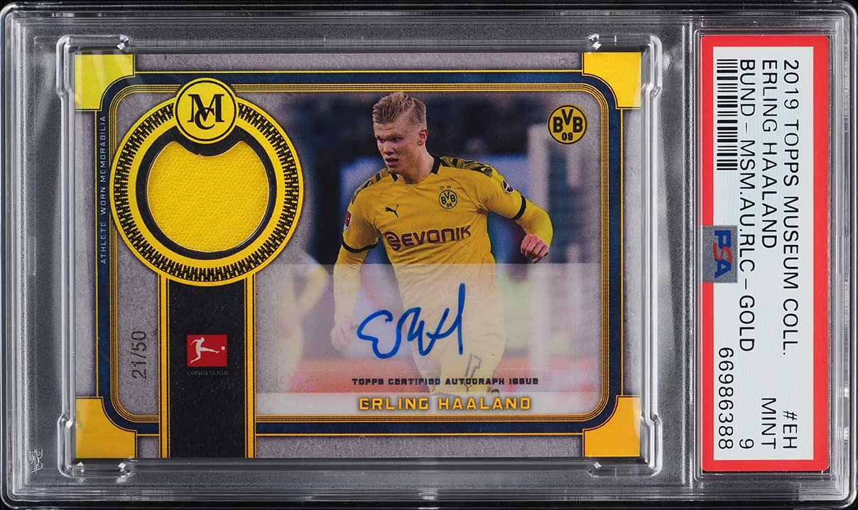2019 Topps Museum Collection Bundesliga Erling Haaland RC PATCH AUTO /50 PSA 9