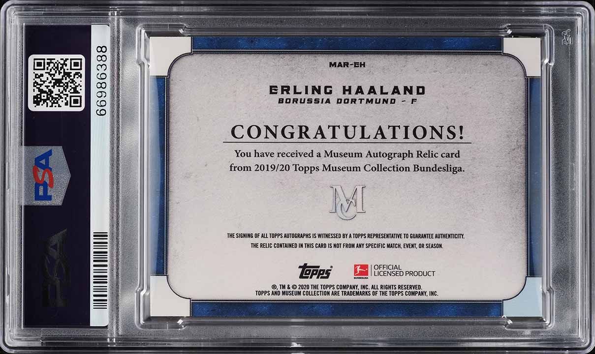 2019 Topps Museum Collection Bundesliga Erling Haaland RC PATCH AUTO /50 PSA 9