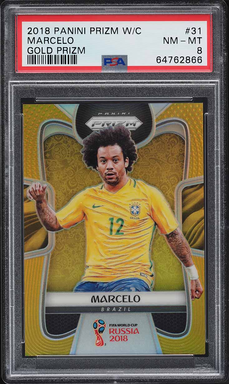 2018 Panini Prizm World Cup Gold Marcelo 10/10 #31 PSA 8 NM-MT
