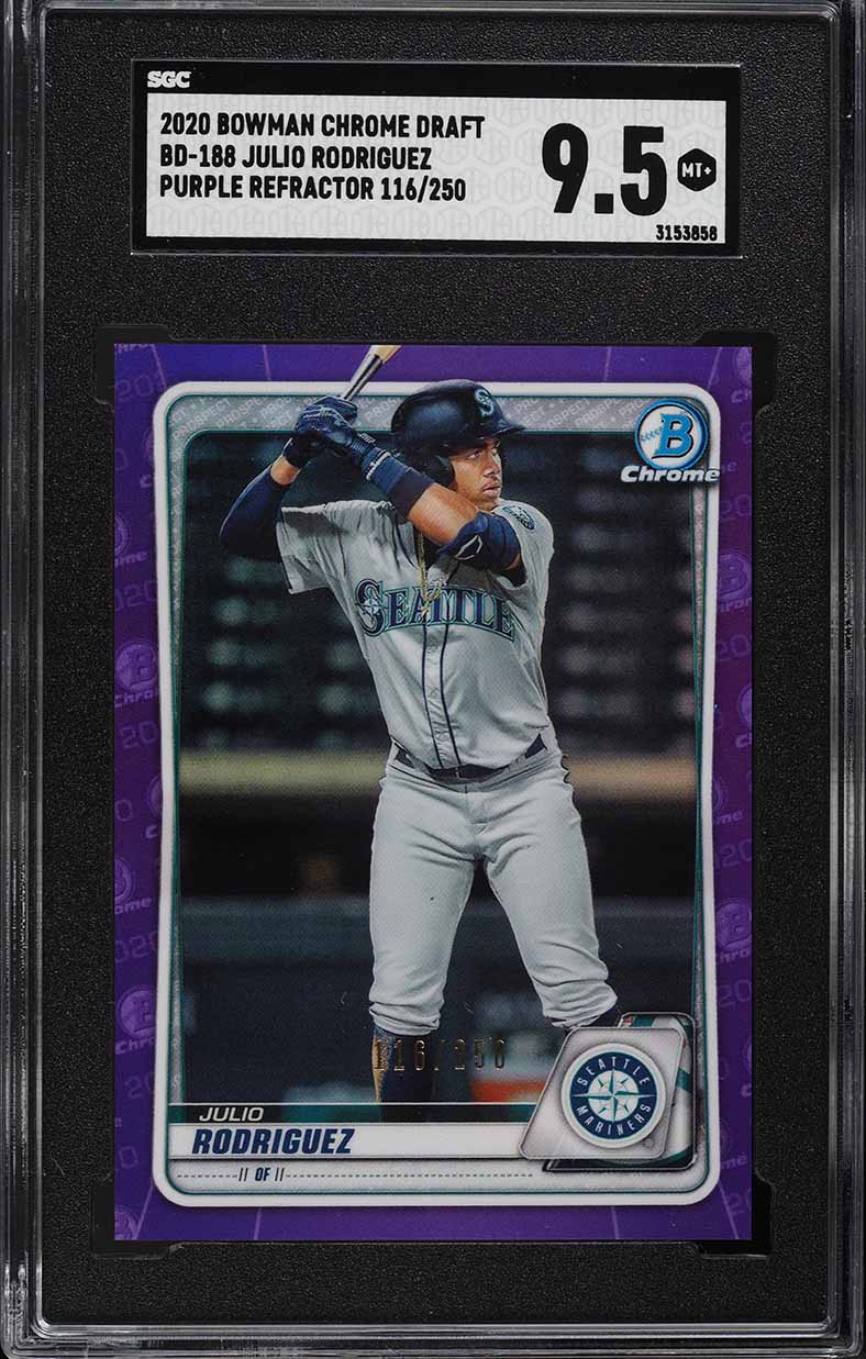 2020 Bowman Chrome Purple Refractor Julio Rodriguez ROOKIE /250 #BD-188 SGC 9.5