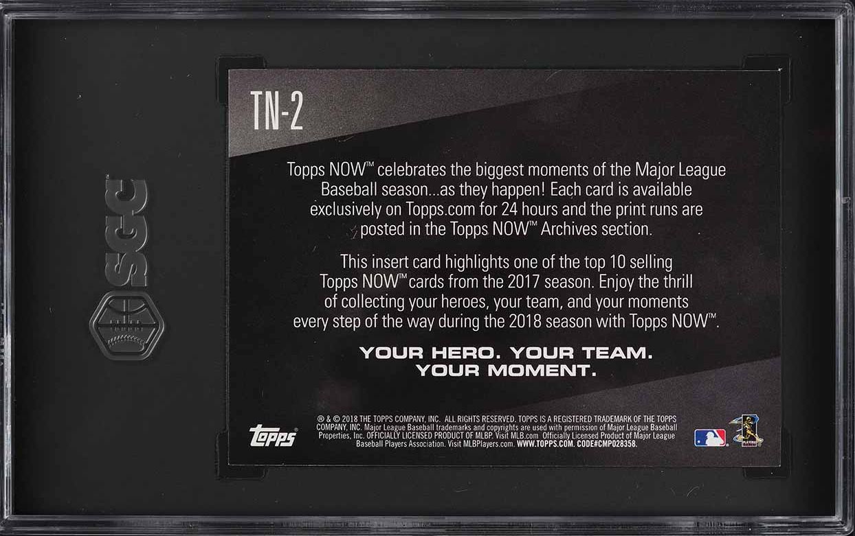 2018 Topps Now Top 10 Aaron Judge #TN-2 SGC 10 GEM MINT
