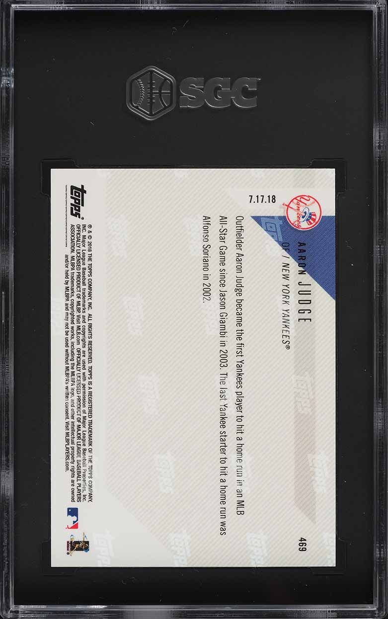 2018 Topps Now Aaron Judge #469 SGC 10 GEM MINT