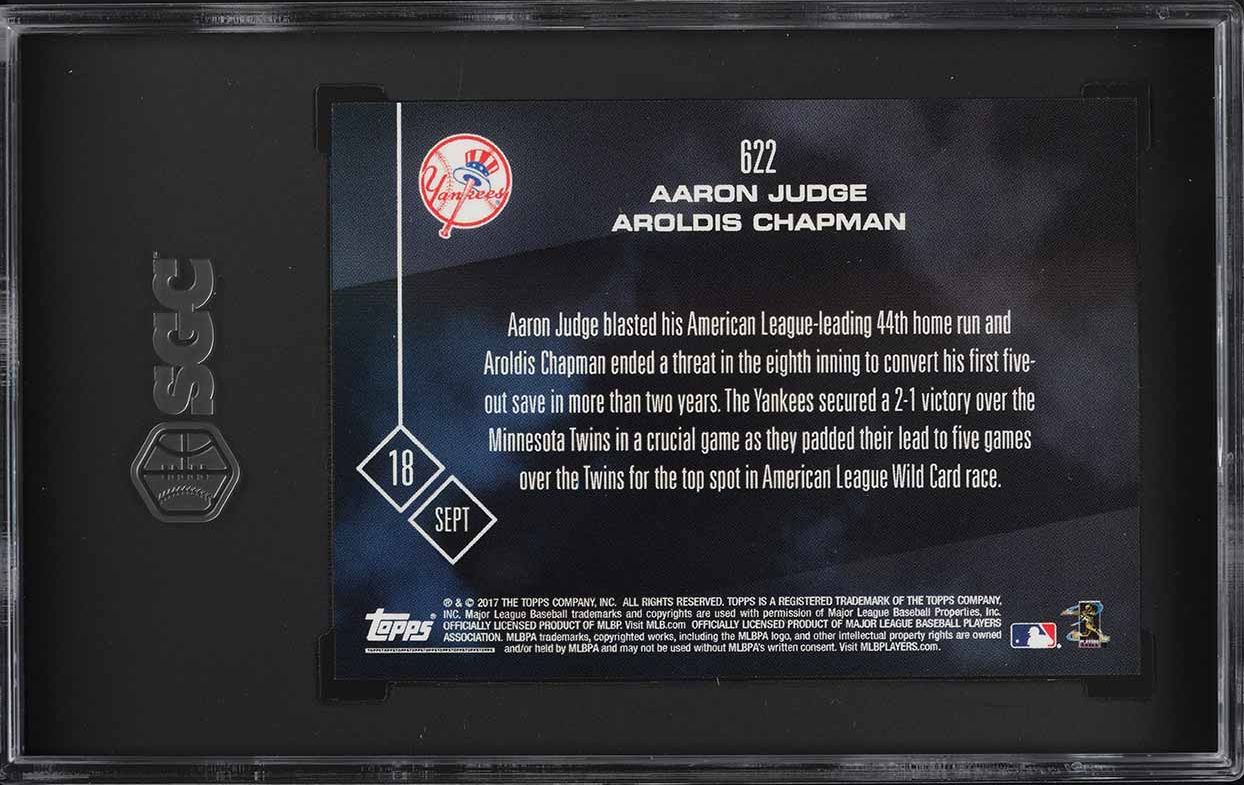 2017 Topps Now Aaron Judge & Aroldis Chapman ROOKIE #622 SGC 10 GEM MINT