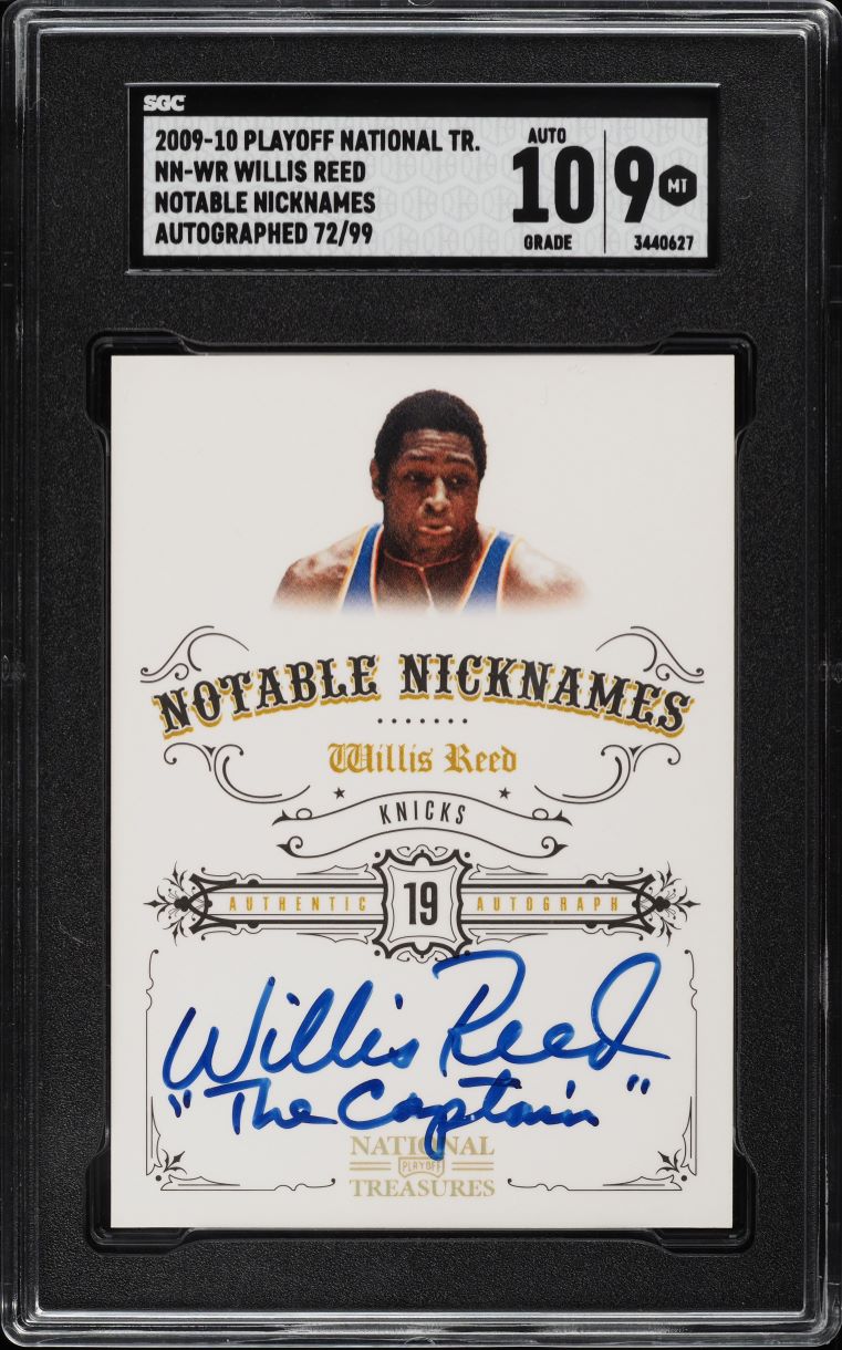 2009 National Treasures Notable Nicknames Willis Reed AUTO /99 #NN-WR SGC 9 MINT