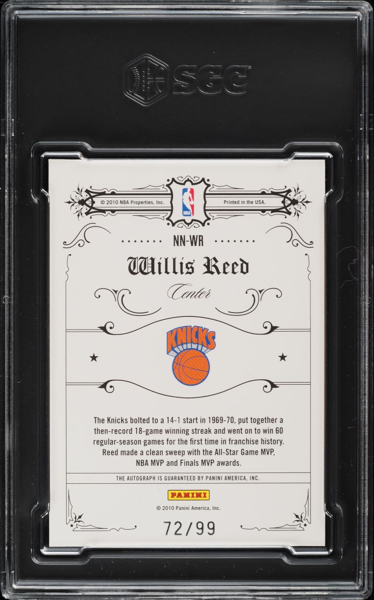 2009 National Treasures Notable Nicknames Willis Reed AUTO /99 #NN-WR SGC 9 MINT