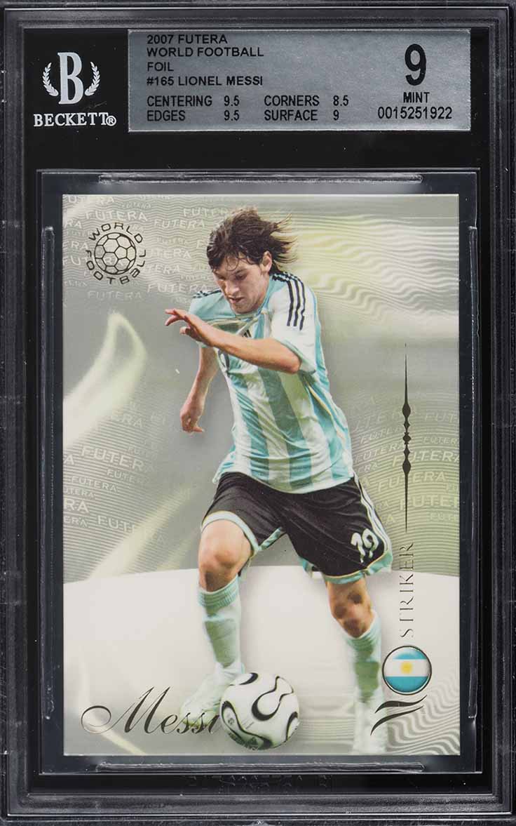 2007 Futera World Football Foil Lionel Messi #165 BGS 9 MINT on