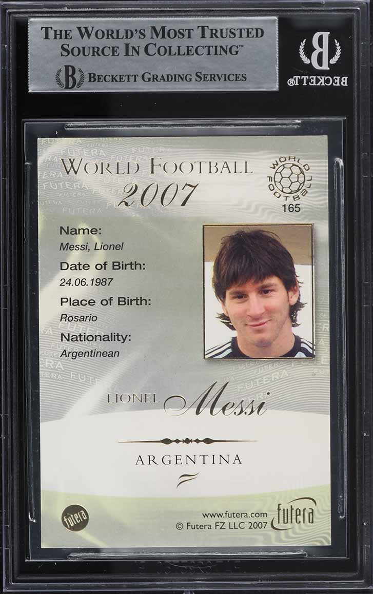 2007 Futera World Football Foil Lionel Messi #165 BGS 9 MINT on
