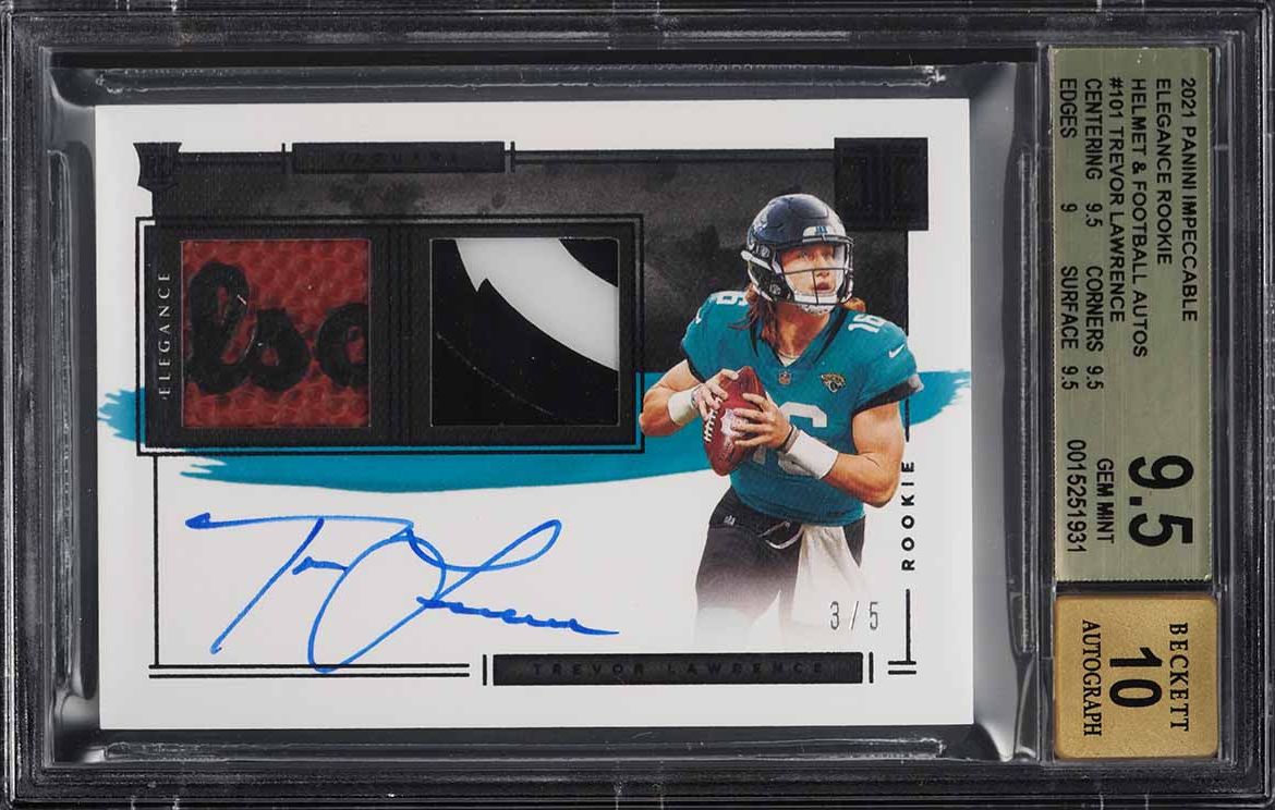 2021 Panini Impeccable Trevor Lawrence ROOKIE PATCH AUTO /5 #101 BGS 9.5 GEM