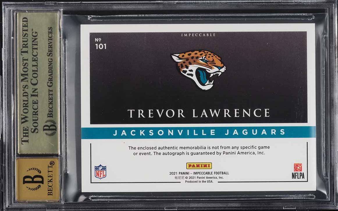 2021 Panini Impeccable Trevor Lawrence ROOKIE PATCH AUTO /5 #101 BGS 9.5 GEM