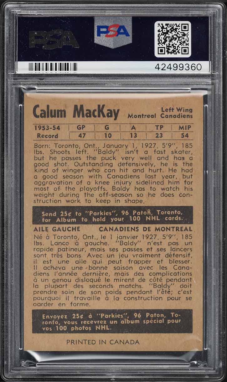 1954 Parkhurst Calum MacKay #11 PSA 8 NM-MT