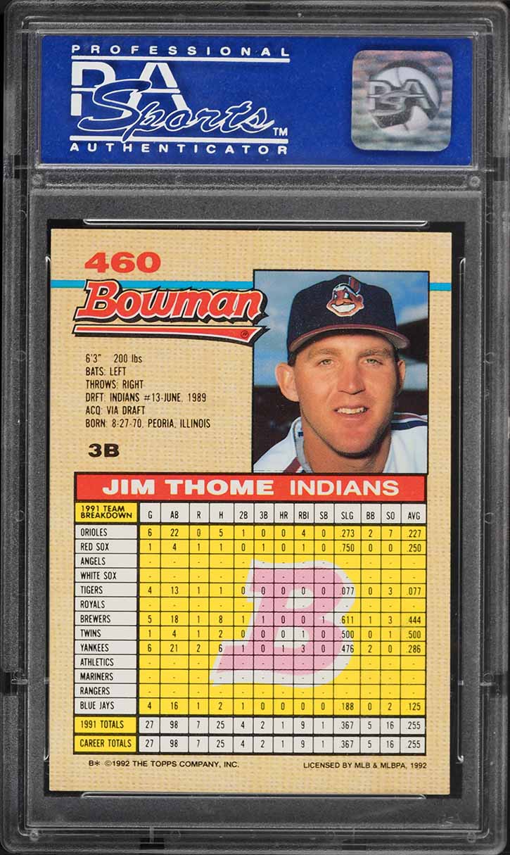 1992 Bowman Jim Thome ROOKIE #460 PSA 8 NM-MT