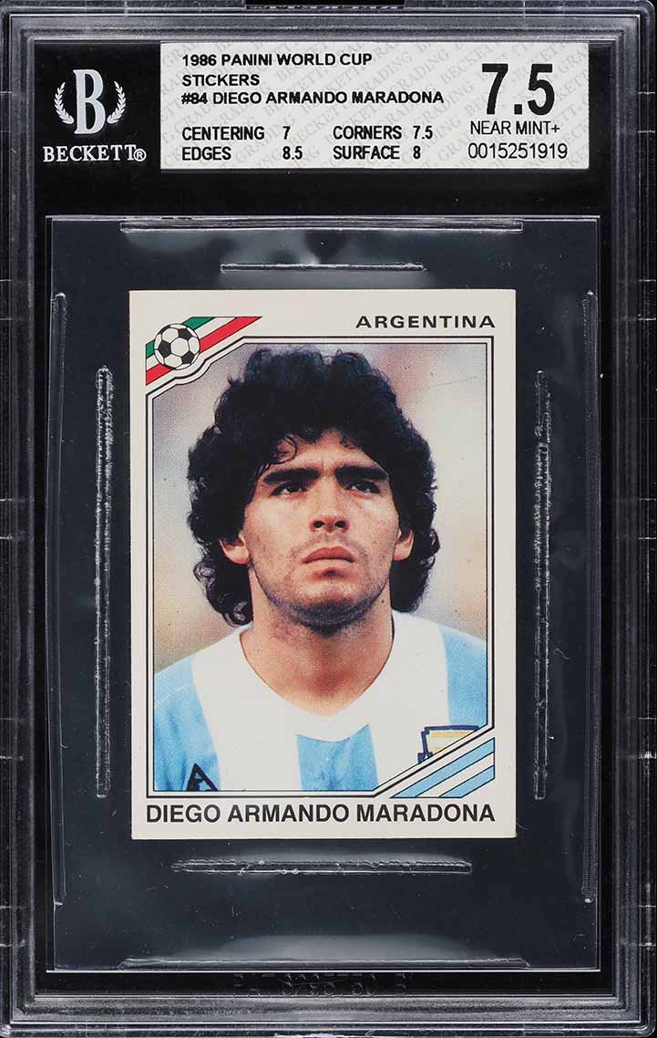 1986 Panini World Cup Stickers Diego Maradona #84 BGS 7.5 NRMT+