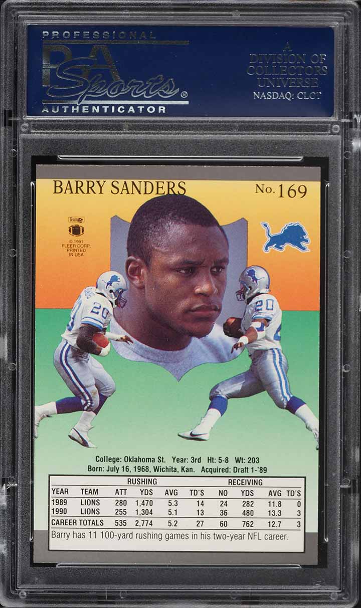 1991 Ultra Football Barry Sanders #169 PSA 10 GEM MINT