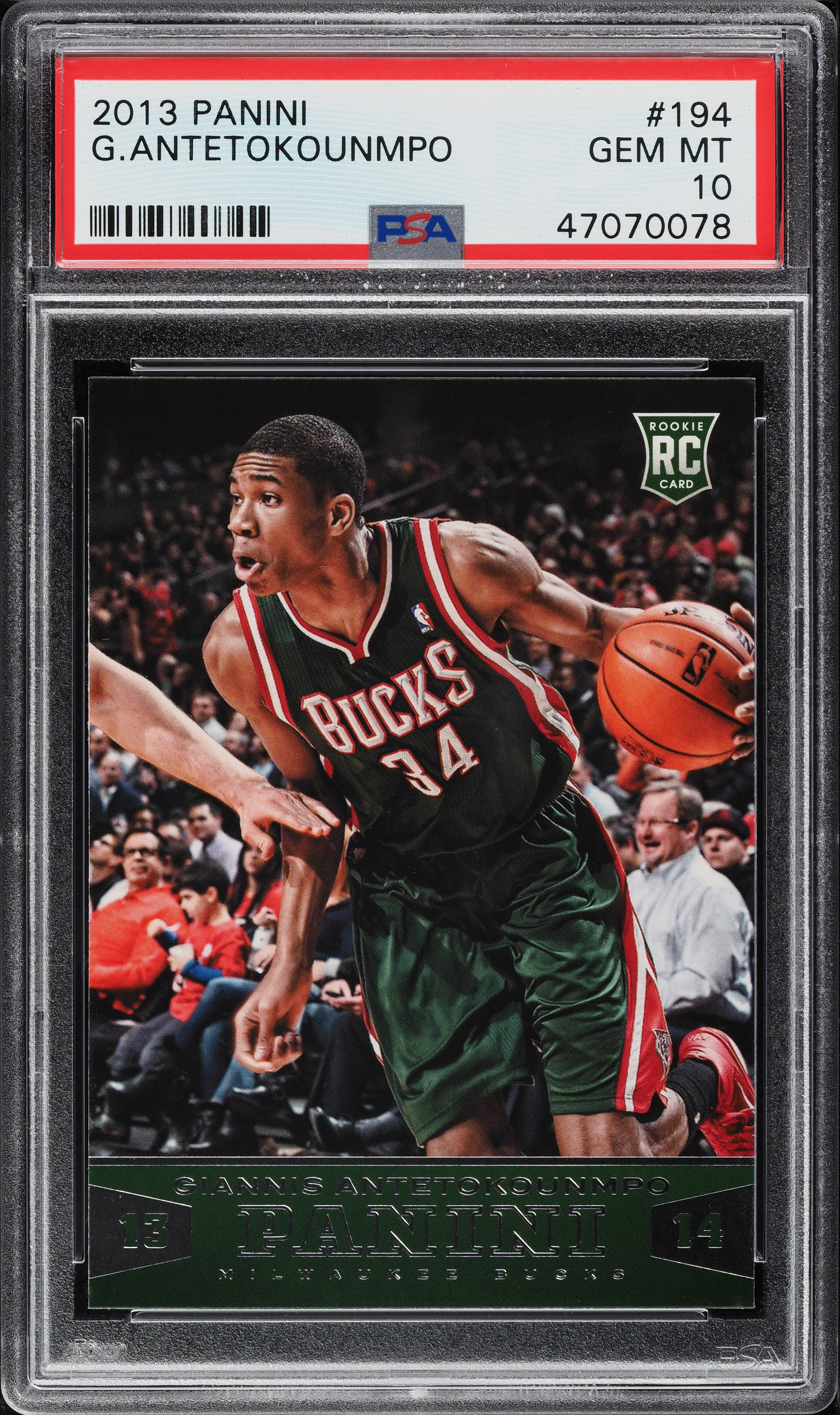 2013 Panini Basketball Giannis Antetokounmpo ROOKIE #194 PSA 10