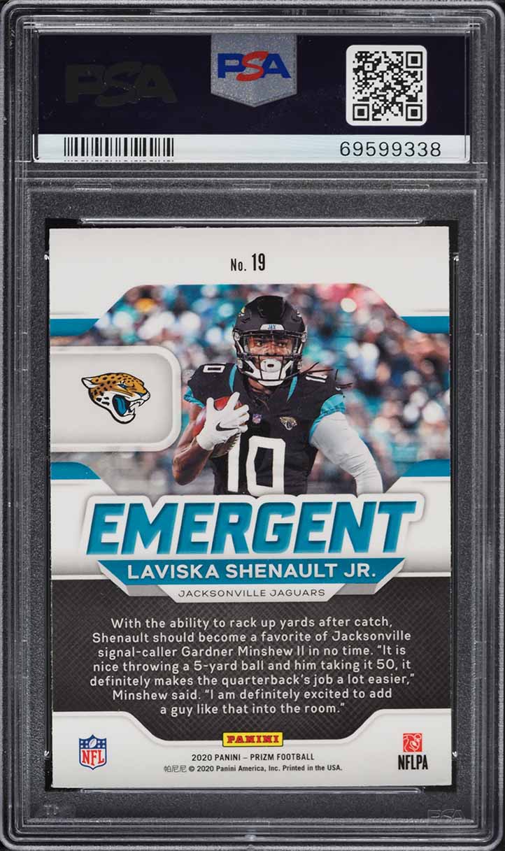 2020 Panini Prizm Emergent Laviska Shenault Jr. ROOKIE #19 PSA 8 NM-MT