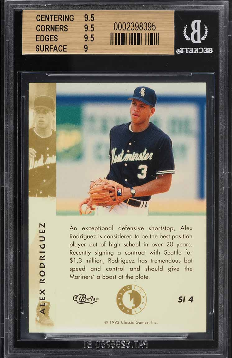 1993 Classic Images Four Sport Sudden Impact Alex Rodriguez ROOKIE #XI4 BGS 9.5
