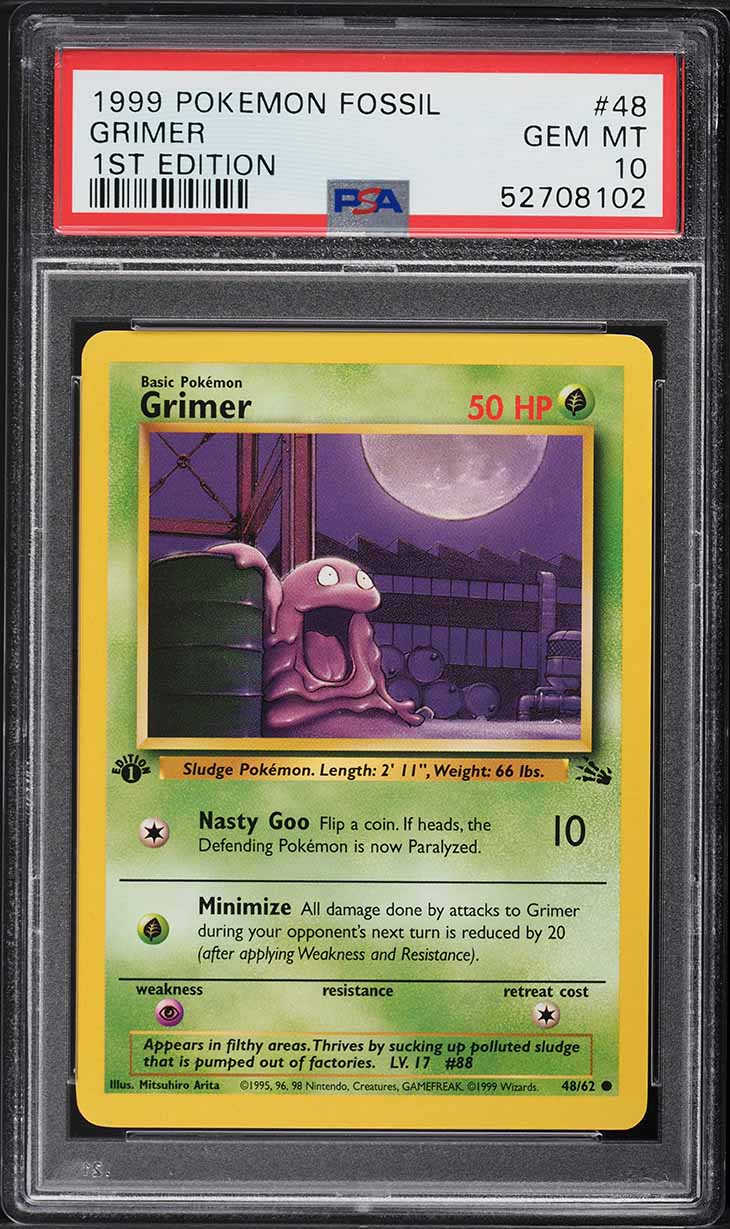 1999 Pokemon Fossil 1st Edition Grimer #48 PSA 10 GEM MINT