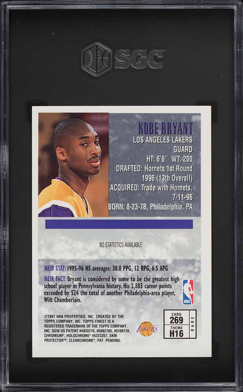 1996 Finest Gold Kobe Bryant ROOKIE #269 SGC 7 NRMT