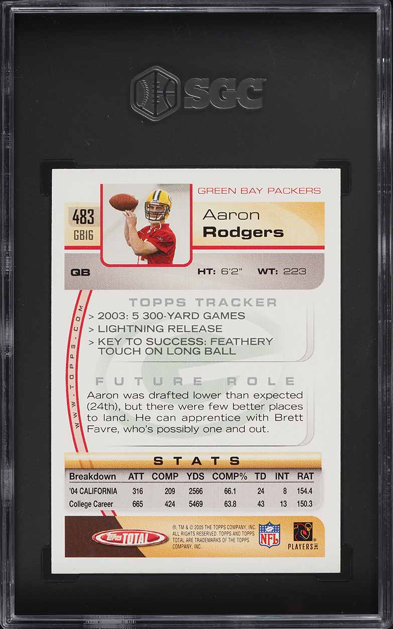 2005 Topps Total Silver Aaron Rodgers ROOKIE #483 SGC 8.5 NM-MT+