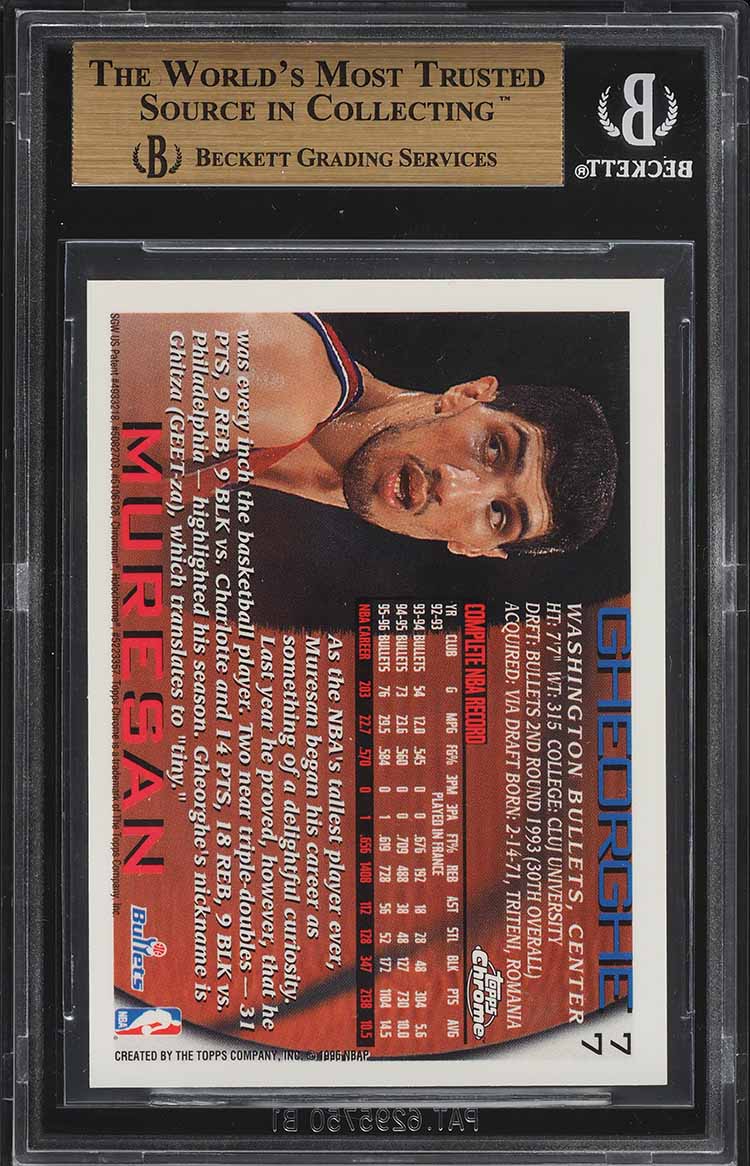 1996 Topps Chrome Gheorghe Muresan #77 BGS 9.5 GEM MINT