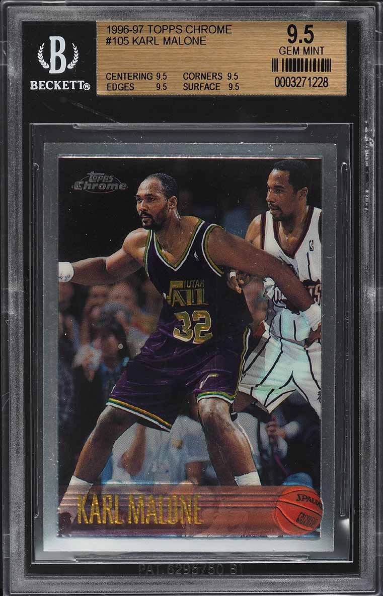 1996 Topps Chrome Karl Malone #105 BGS 9.5 GEM MINT