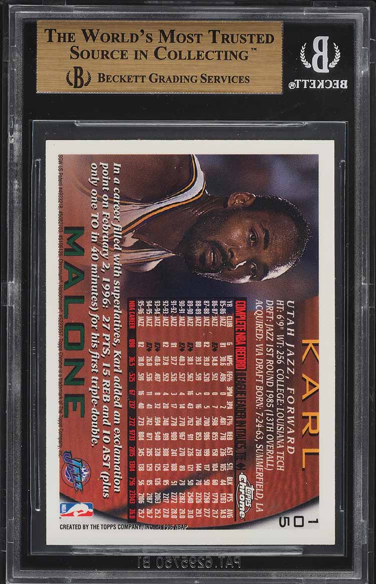 1996 Topps Chrome Karl Malone #105 BGS 9.5 GEM MINT