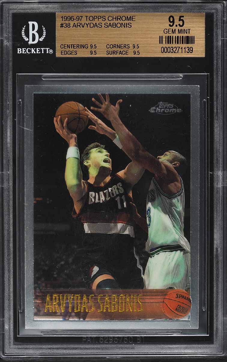 1996 Topps Chrome Arvydas Sabonis #38 BGS 9.5 GEM MINT