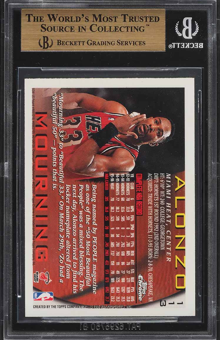 1996 Topps Chrome Alonzo Mourning #113 BGS 9.5 GEM MINT