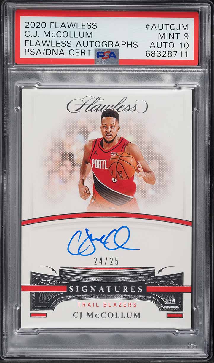 2020 Panini Flawless CJ McCollum AUTO DNA 10 /25 #AUTCJM PSA 9 MINT