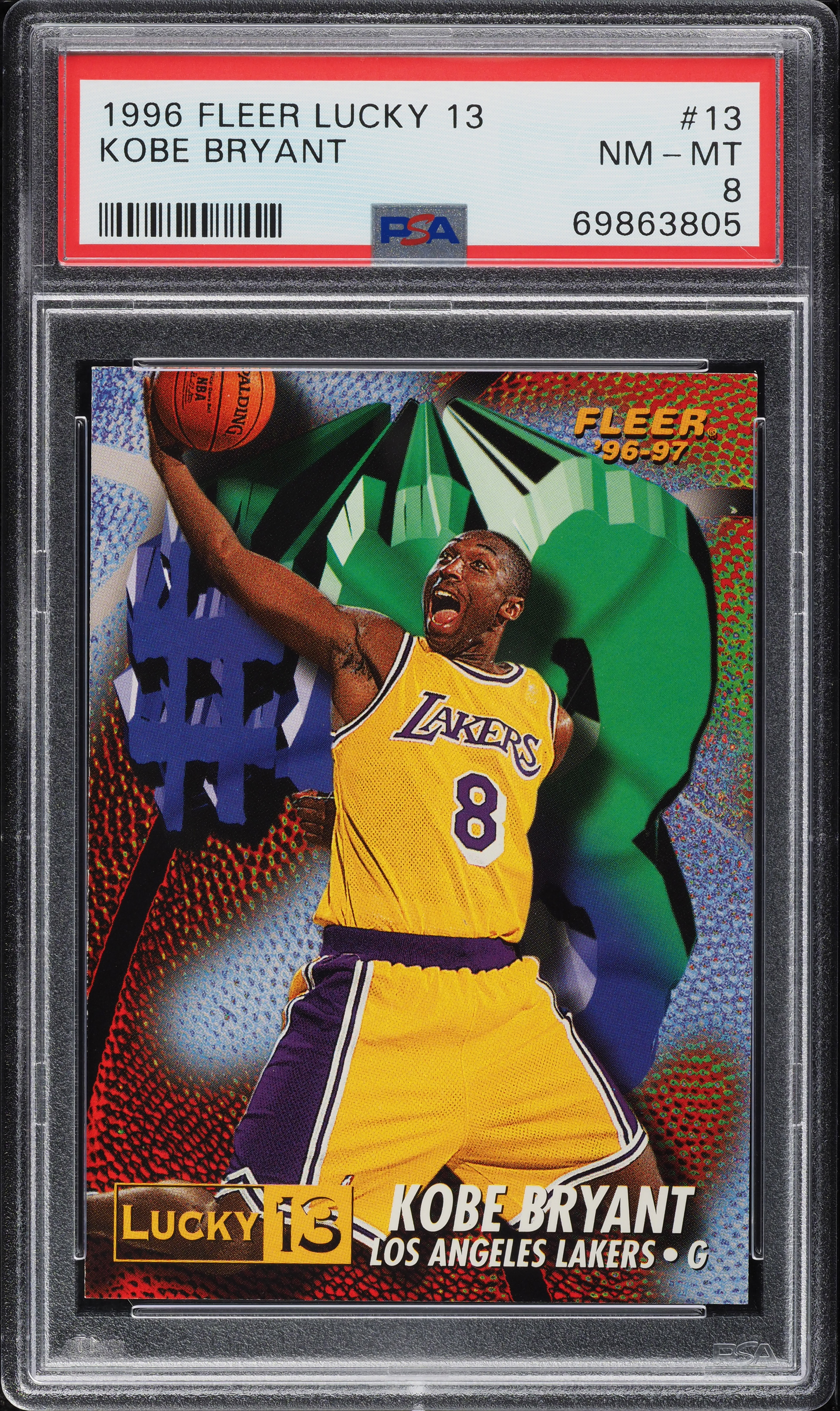 1996 Fleer Lucky 13 Kobe Bryant ROOKIE #13 PSA 8 NM-MT on Fanatics