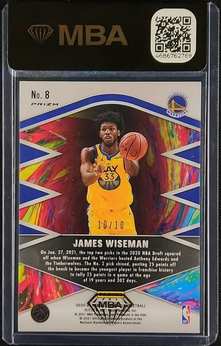 2020 Panini Mosaic Introductions Gold James Wiseman ROOKIE 10/10 #8 MBA AUTH