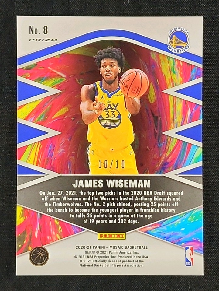 2020 Panini Mosaic Introductions Gold James Wiseman ROOKIE 10/10 #8 MBA AUTH