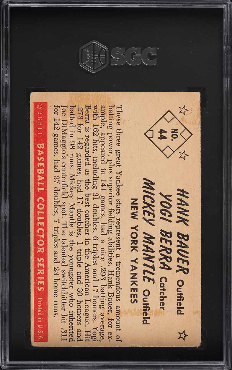 1953 Bowman Color Yogi Berra Mickey Mantle Hank Bauer #44 SGC 3 VG